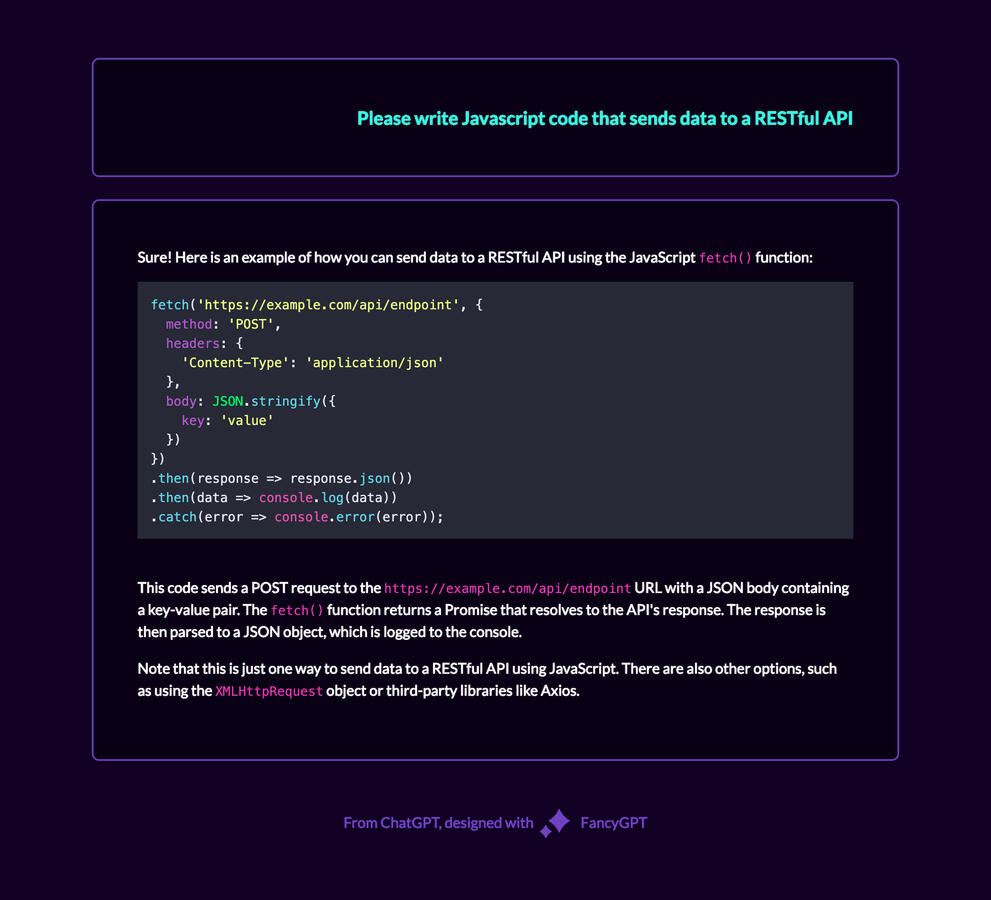 ChatGPT code example